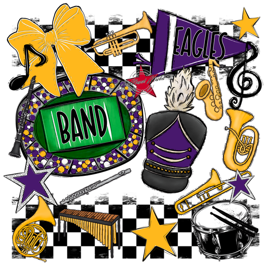 Eagles Band Checkers Design-Purple-Yellow