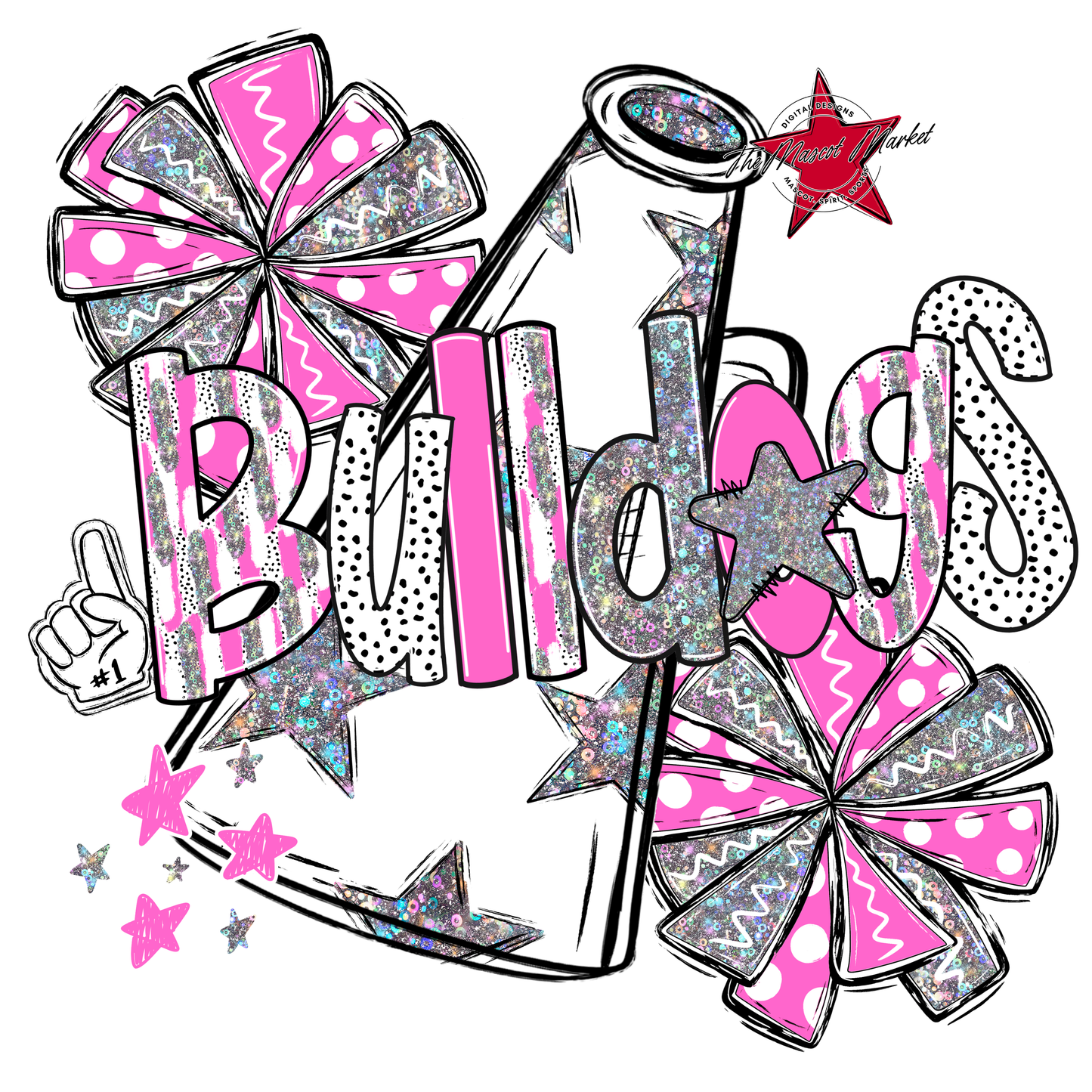 Bulldogs Cheer Megaphone Scrape-Baby Pink