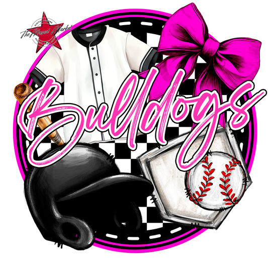 Bulldogs Circle Baseball Design-Pink