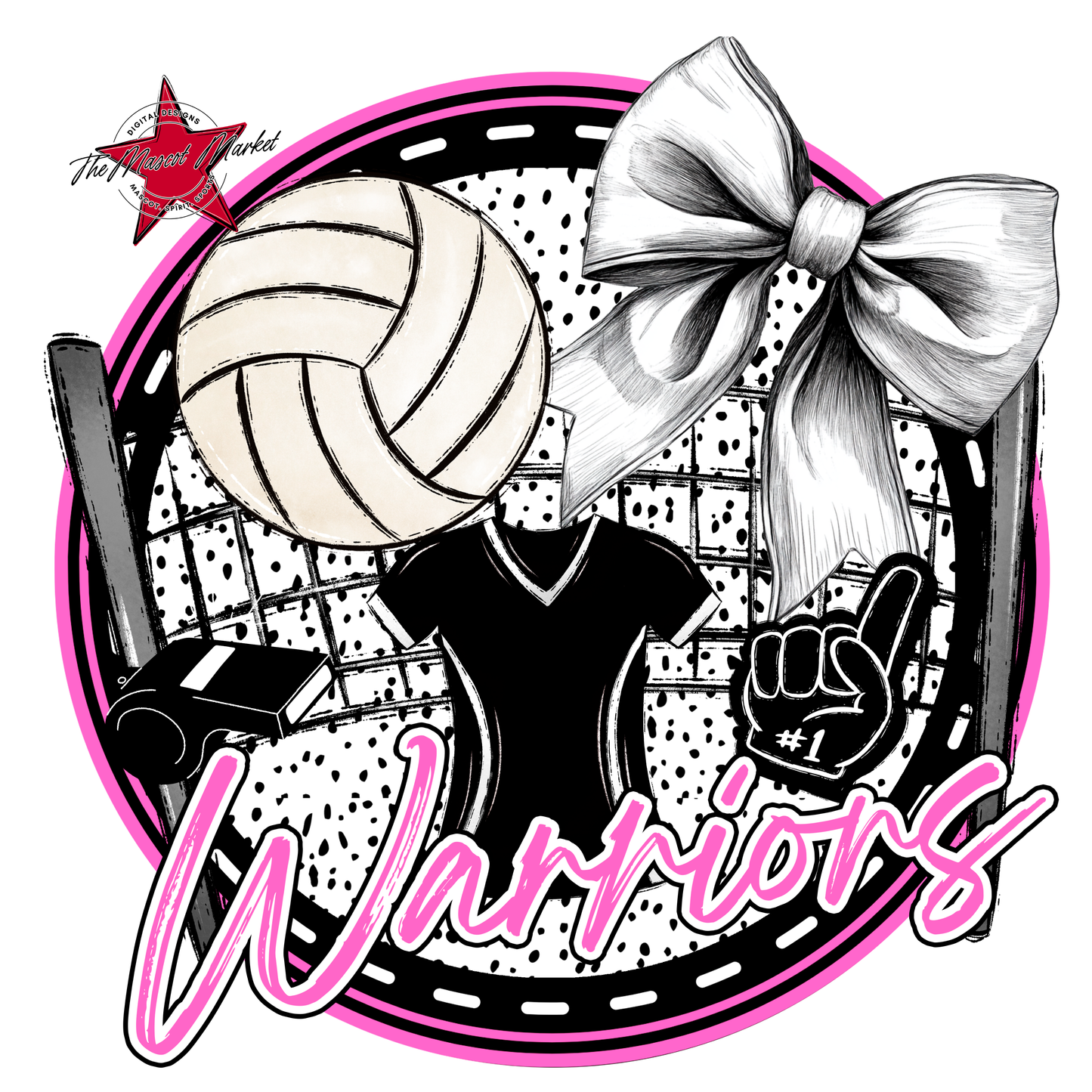 Warriors Circle Volleyball Design-Baby Pink