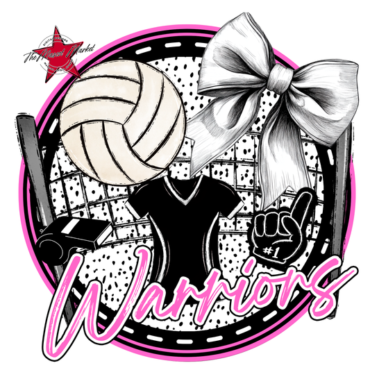 Warriors Circle Volleyball Design-Baby Pink