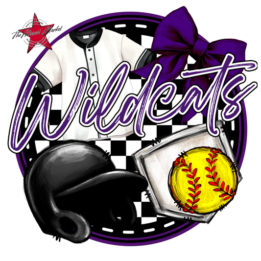 Wildcats Circle Softball Design-Purple