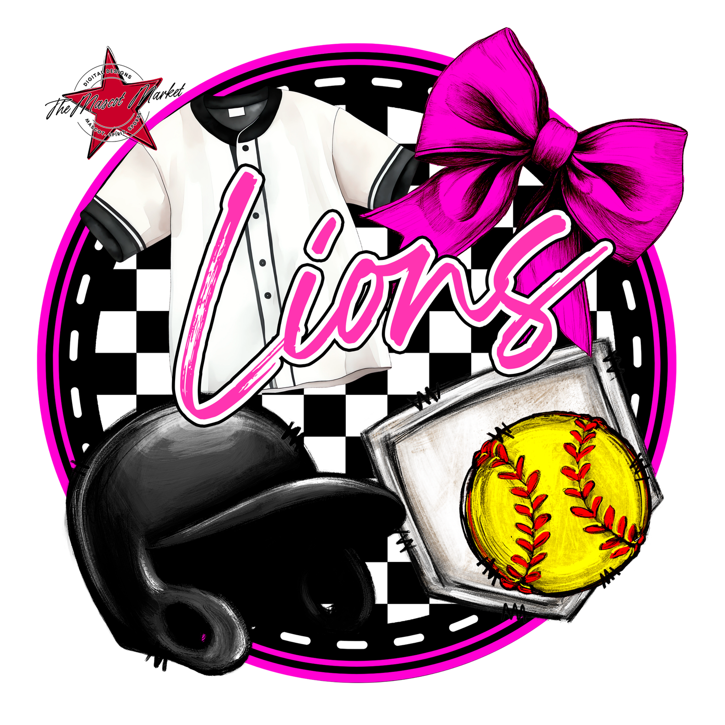Lions Circle Softball Design-Pink