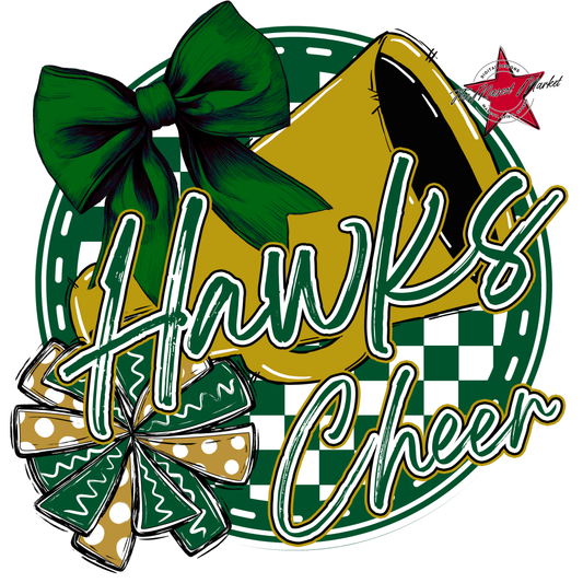 Hawks Circle Cheer Design-Green-Gold