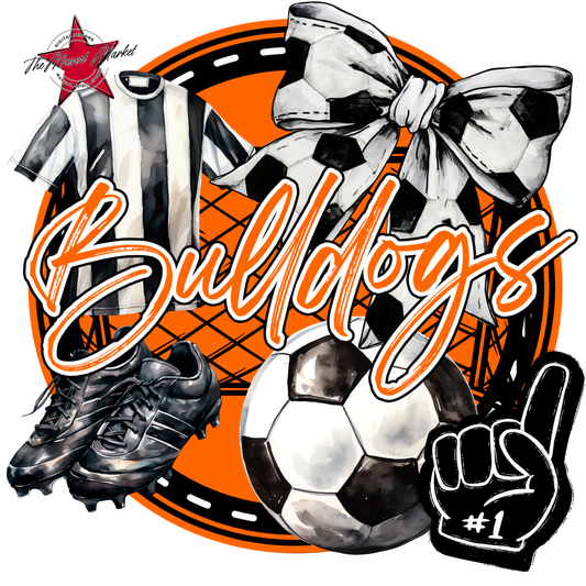 Bulldogs Circle Soccer Design-Orange