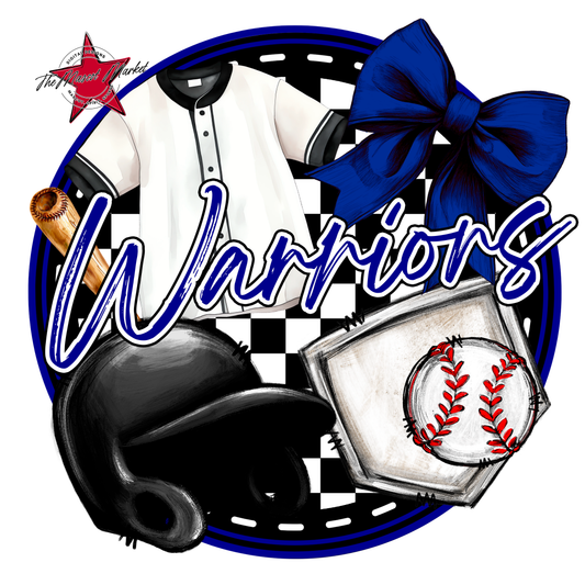 Warriors Circle Baseball Design-Blue