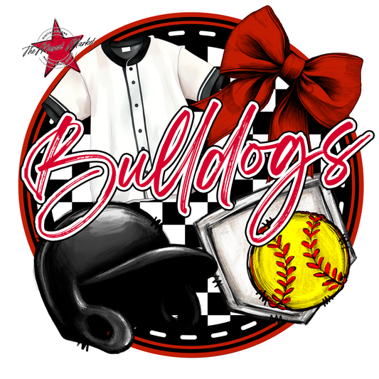 Bulldogs Circle Softball Design-Red