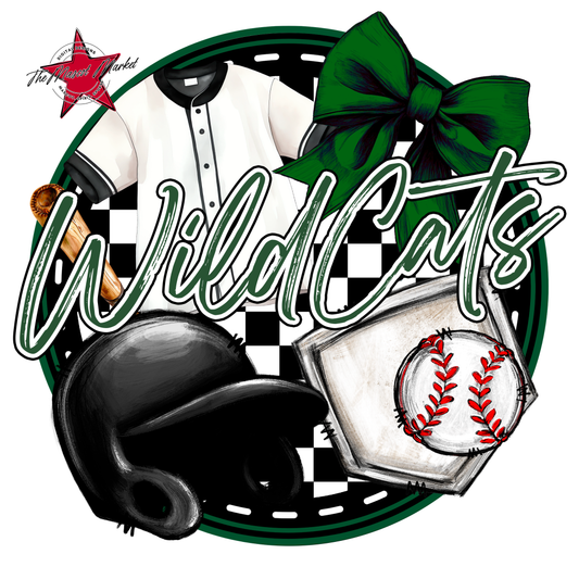 Wildcats Circle Baseball Design-Green