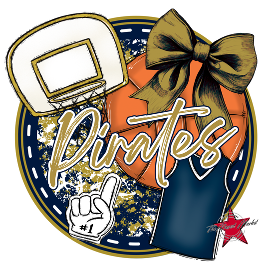 Pirates Circle Basketball Design-Navy-Gold