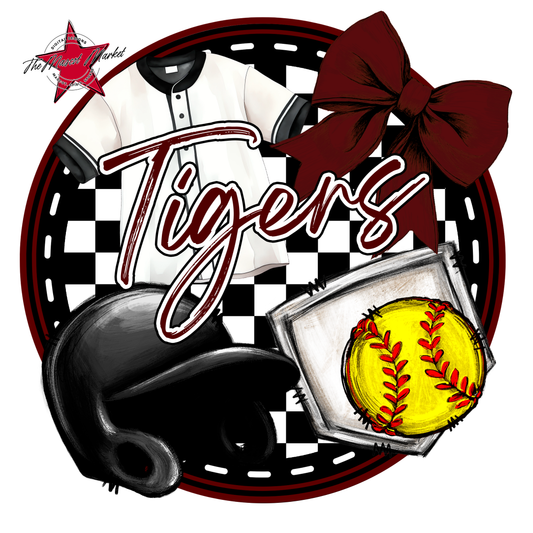Tigers Circle Softball Design-Maroon