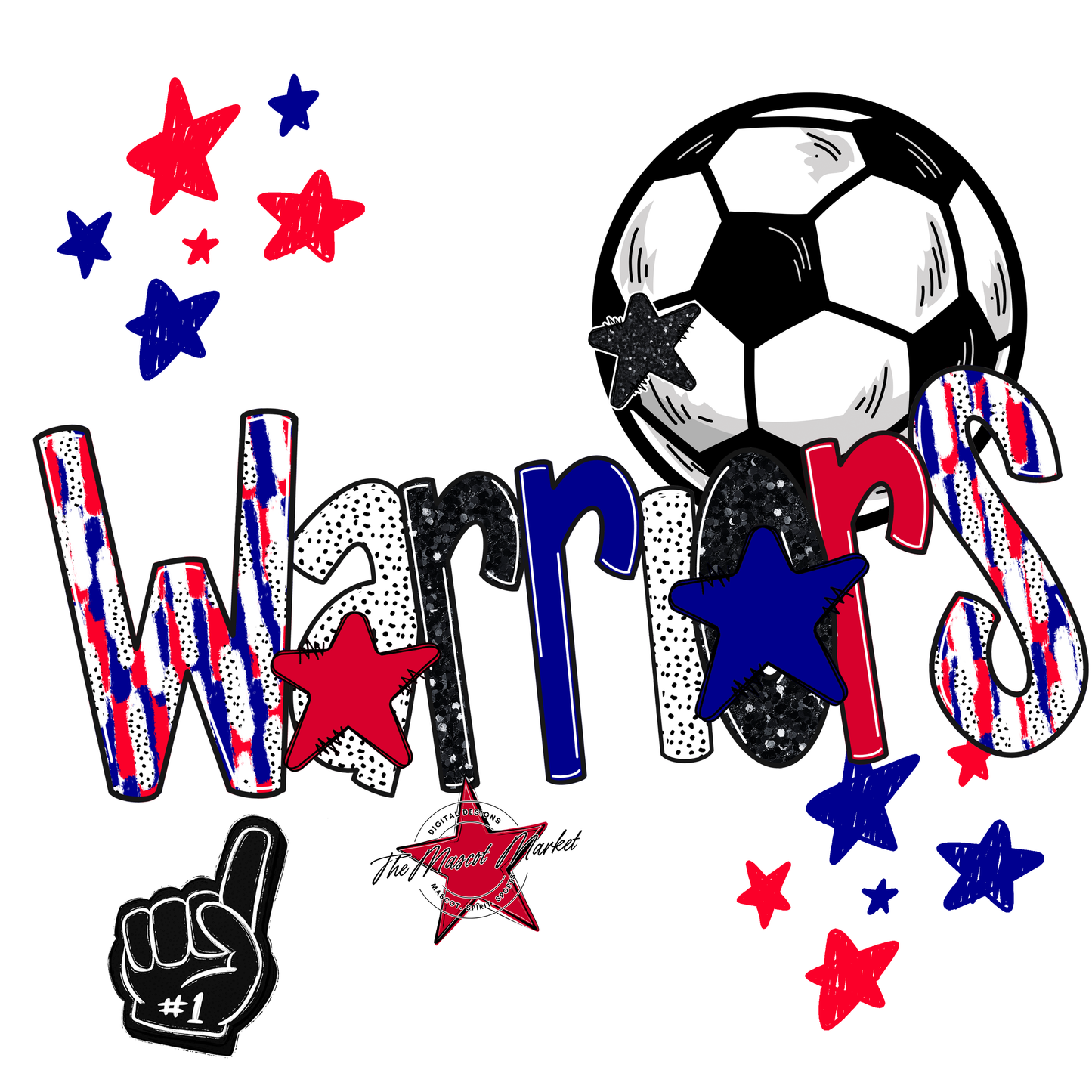 Warriors Soccer Scrape-Blue-Red