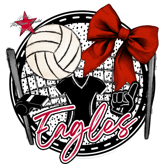 Eagles Circle Volleyball Design-Red