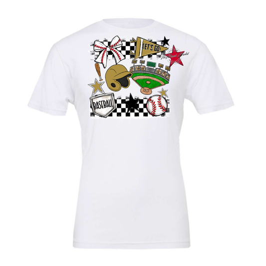 Baseball Checkers Spirit Design-Gold