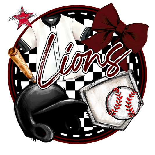 Lions Circle Baseball Design-Maroon