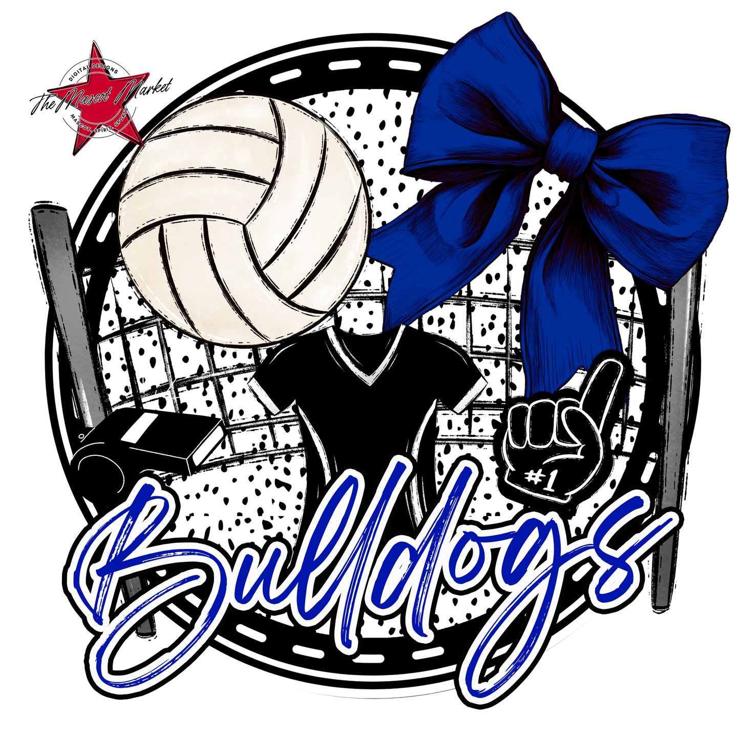 Bulldogs Circle Volleyball Design-Blue