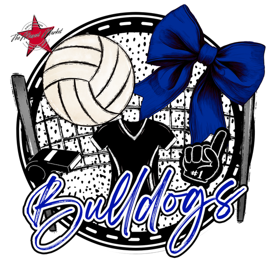 Bulldogs Circle Volleyball Design-Blue