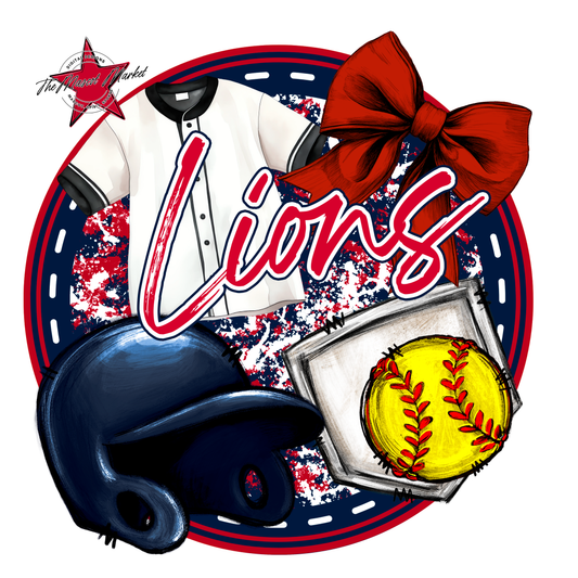 Lions Circle Softball Design-Navy-Red
