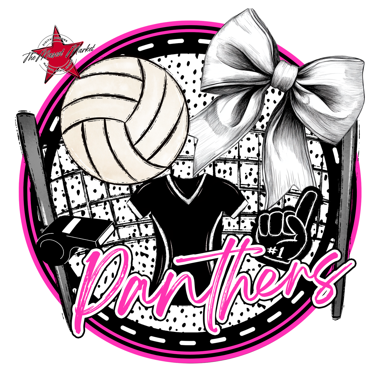Panthers Circle Volleyball Design-Pink