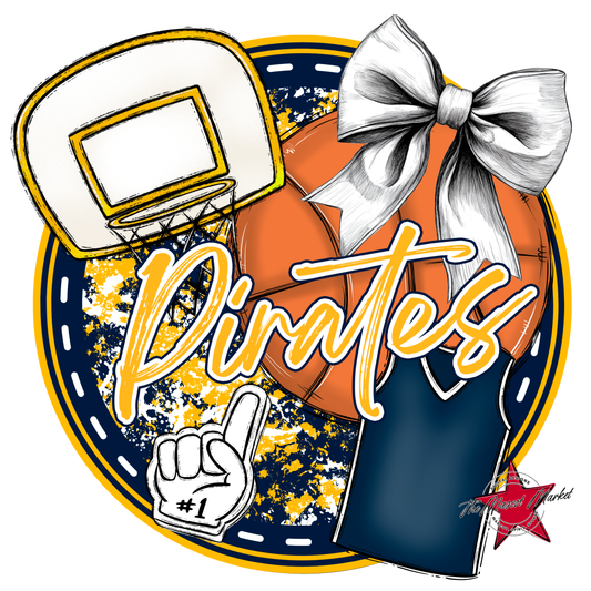 Pirates Circle Basketball Design-Navy-Yellow