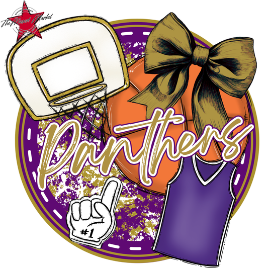 Panthers Circle Basketball Design-Purple-Gold