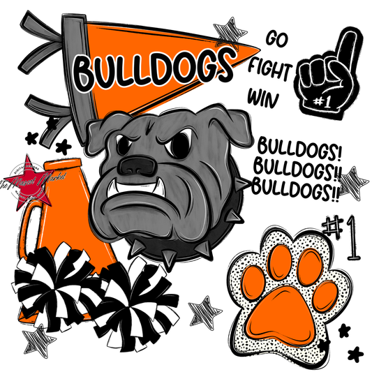 Bulldogs Mixed Mascot Spirit Design-Orange