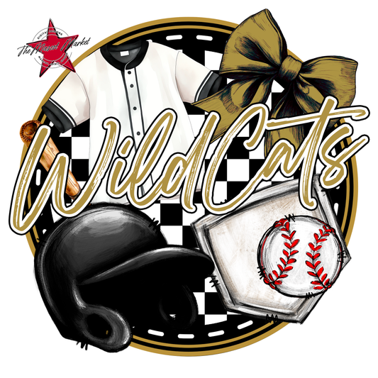 Wildcats Circle Baseball Design-Gold