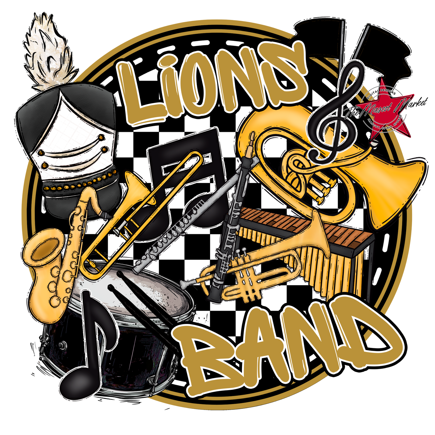 Lions Circle Band Design-Gold