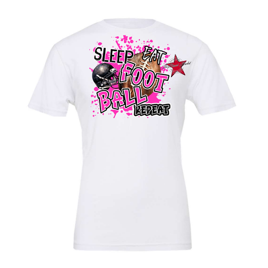 Eat Sleep Football Repeat-Pink
