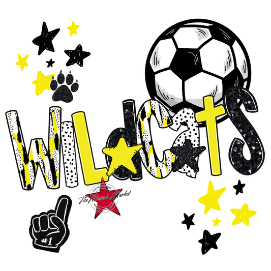 Wildcats Soccer Scrape-Bright Yellow