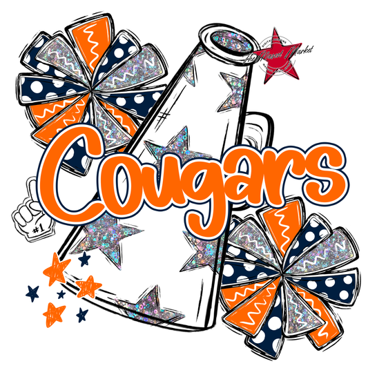 Cougars Alpha Megaphone Design-Navy-Orange