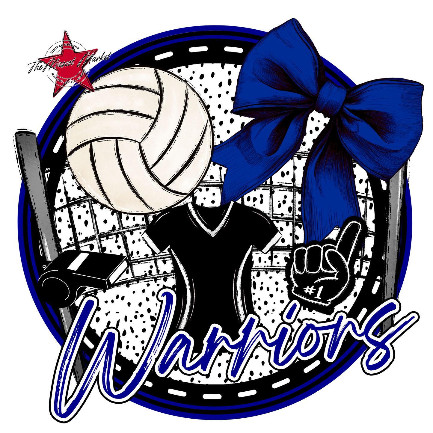 Warriors Circle Volleyball Design-Blue