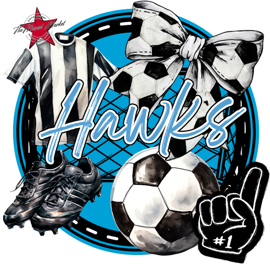 Hawks Circle Soccer Design-Carolina Blue