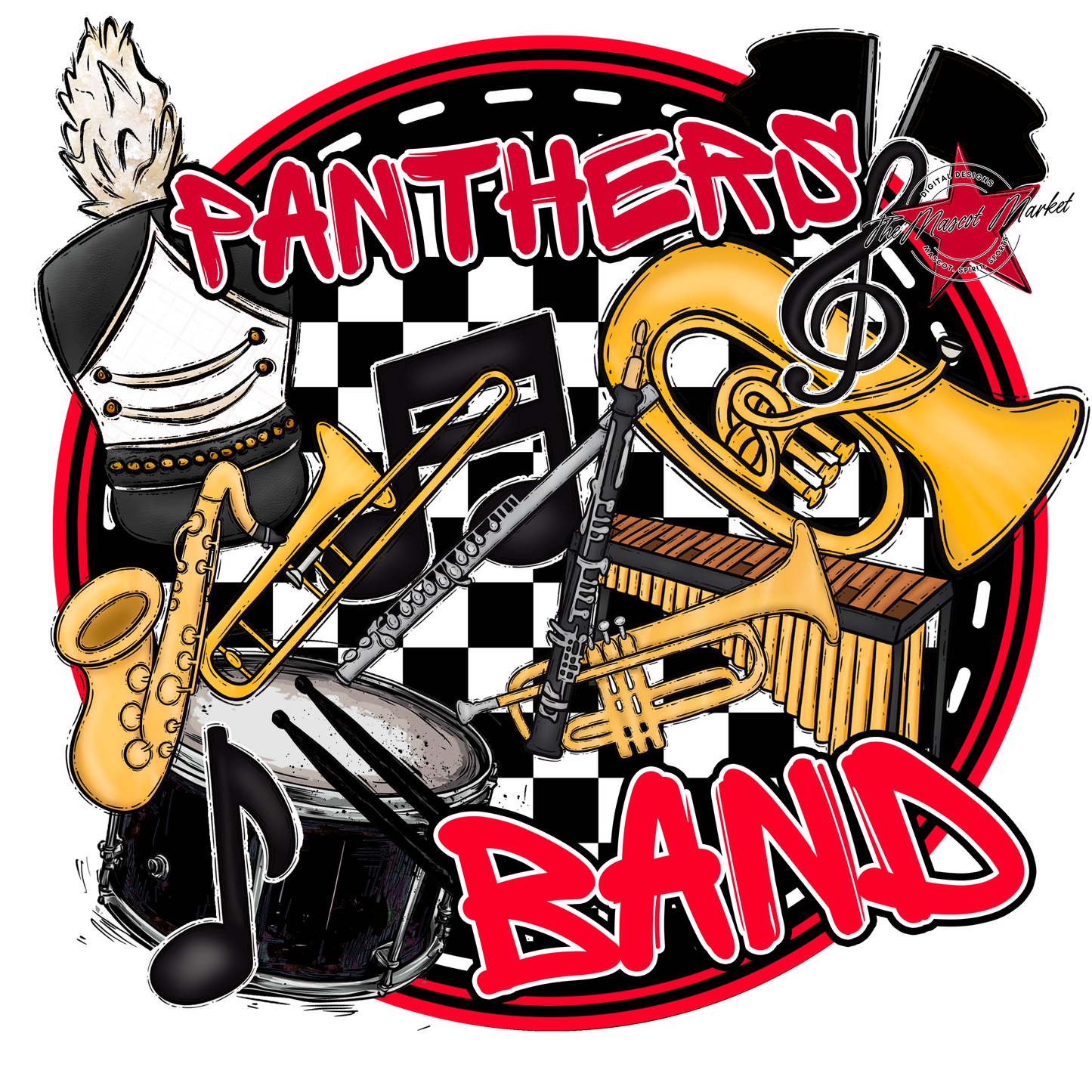 Panthers Circle Band Design-Red