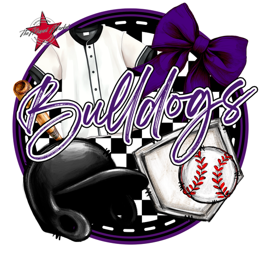 Bulldogs Circle Baseball Design-Purple