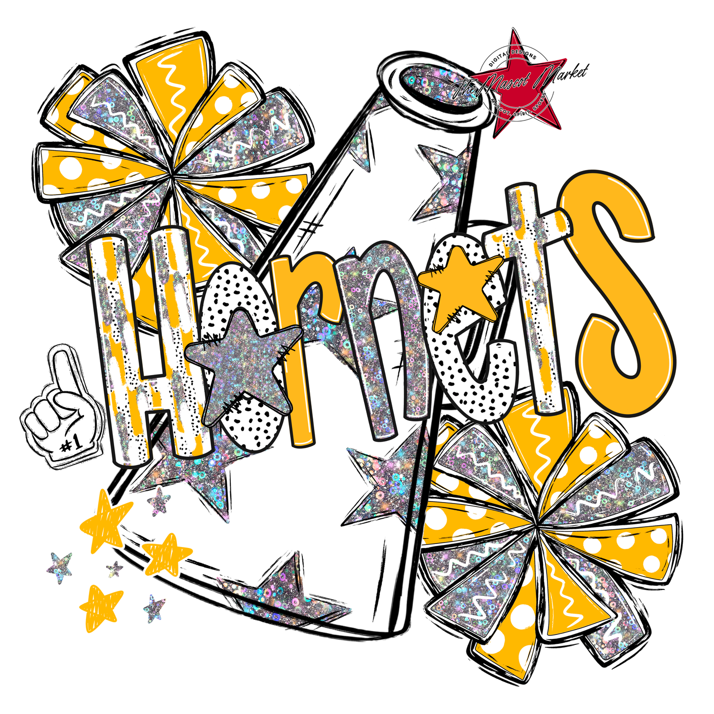 Hornets Cheer Megaphone Scrape-Yellow