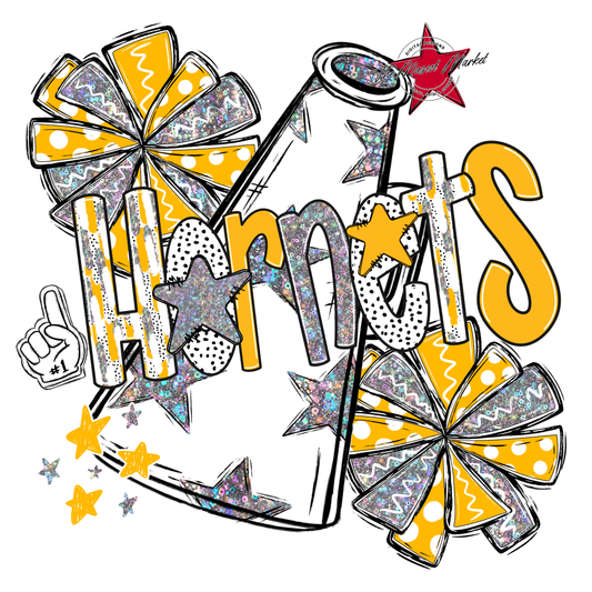 Hornets Cheer Megaphone Scrape-Yellow