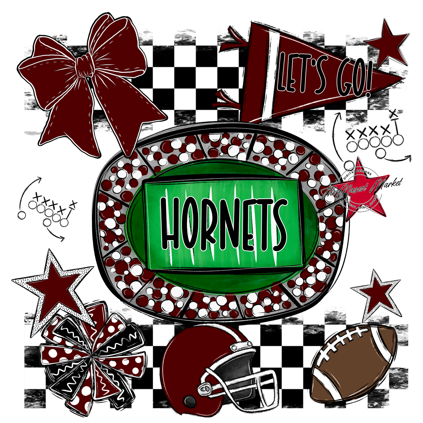 Hornets Checkers Spirit Design-Maroon