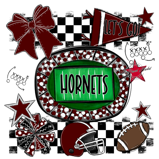 Hornets Checkers Spirit Design-Maroon