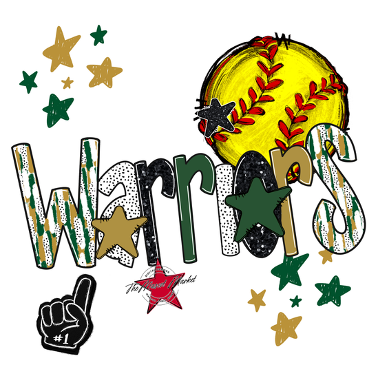 Warriors Softball Scrape-Green-Gold