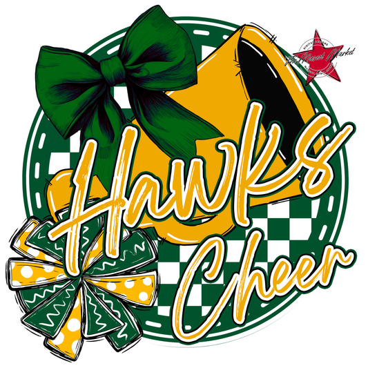 Hawks Circle Cheer Design-Green-Yellow