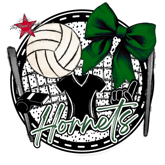 Hornets Circle Volleyball Design-Green