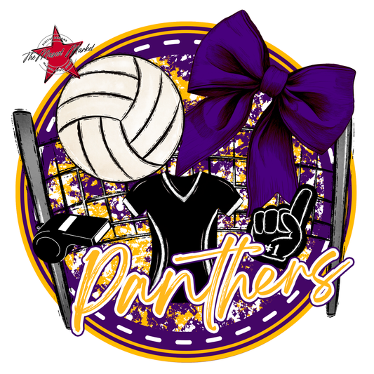 Panthers Circle Volleyball Design-Purple-Yellow
