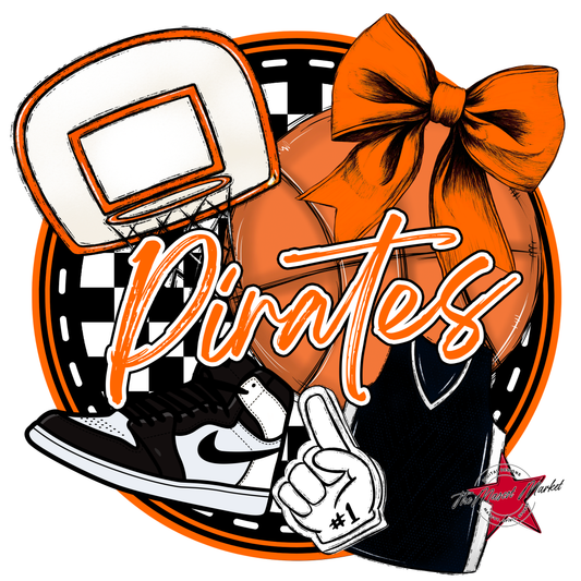 Pirates Circle Basketball Design-Orange
