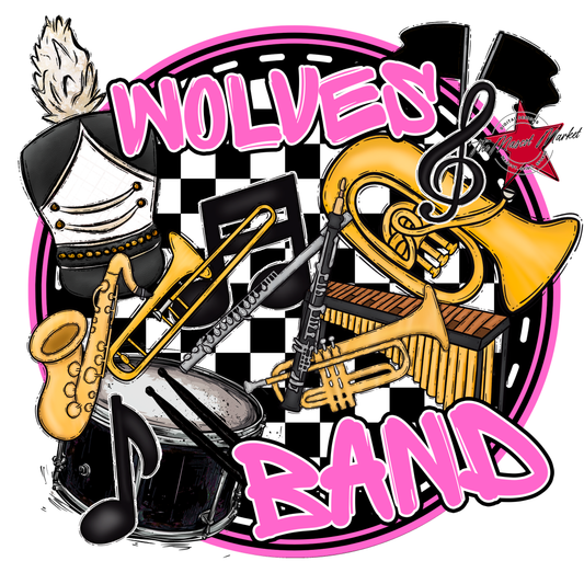 Wolves Circle Band Design-Baby Pink