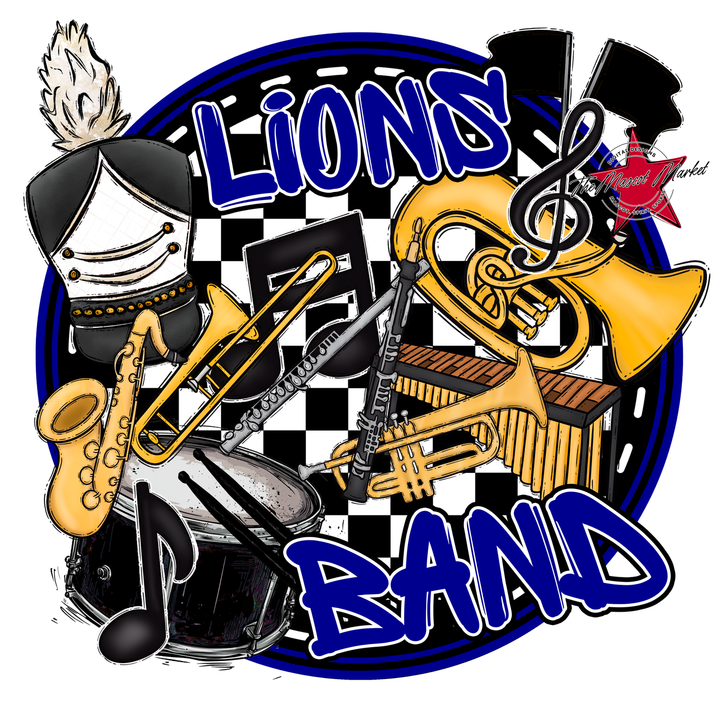 Lions Circle Band Design-Blue