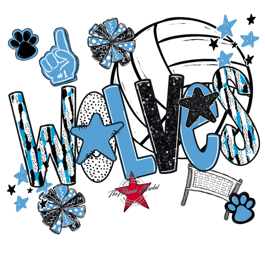 Wolves Volleyball Scrape-Carolina Blue