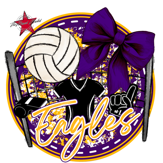 Eagles Circle Volleyball Design-Purple-Yellow