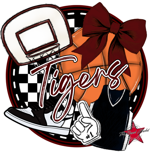 Tigers Circle Basketball Design-Maroon