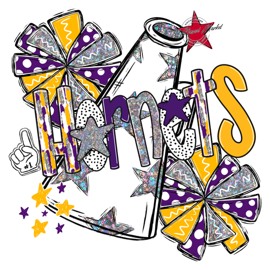 Hornets Cheer Megaphone Scrape-Purple-Yellow