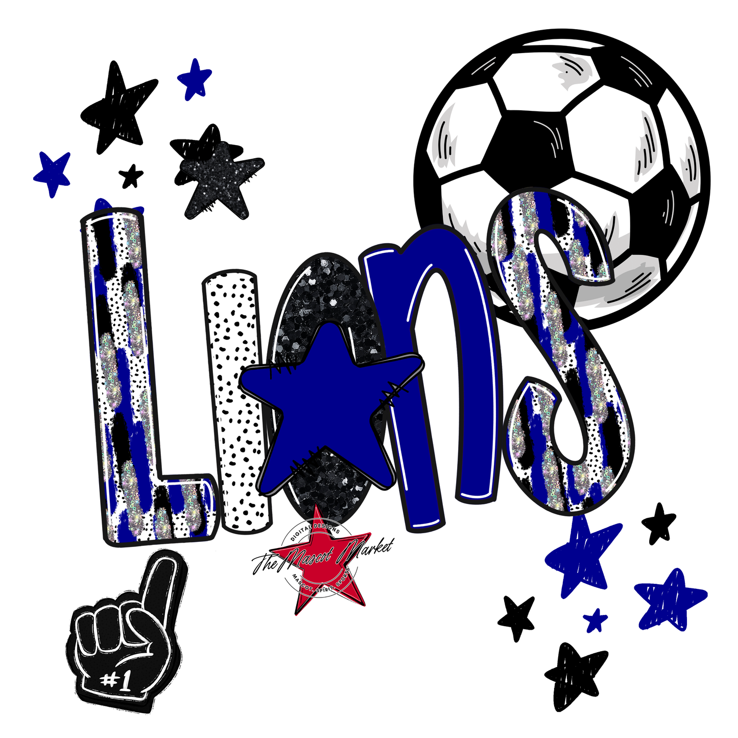 Lions Soccer Scrape-Blue